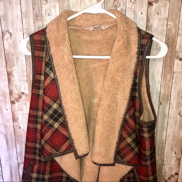 Jodifl plaid oversized sleeveless vest cardigan - Picture 2 of 10